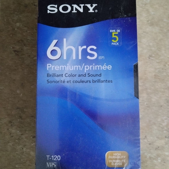 5 Pack of Sony T120VR Premium Grade 6Hr/246 Min Blank VHS Video Tapes NEW Sealed - Picture 1 of 4